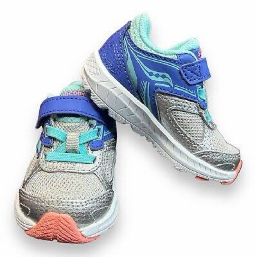 Saucony Cohesion 14 Kids Sneakers Turquoise Youth Big Girl 6 Wide Running Shoe